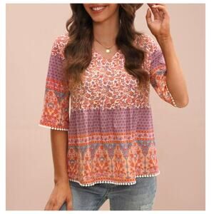 PetalLush Womens XS Oversized Top Floral Print Lace Trim Bloomcore Cottage Fairy